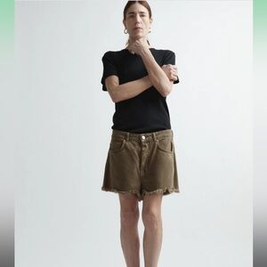 Raey brown Tahiti frayed-hem organic cotton denim shorts NWOT Size 28